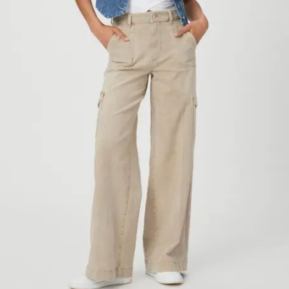 Paige Haper Cargo Wide Leg Pant, Size 27, Vintage Soft Sand, NWT